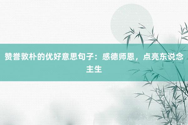 赞誉敦朴的优好意思句子:感德师恩,点亮东说念主生